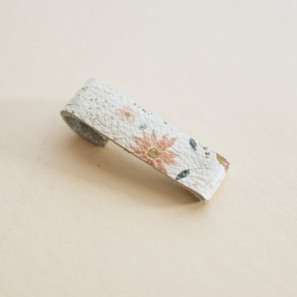 Medium Leather Barrette in Bloom