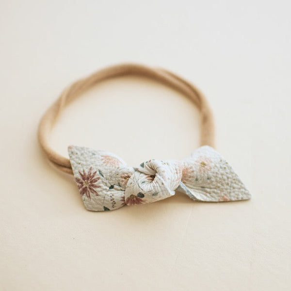 Knotted Leather Bow Headband in Bloom