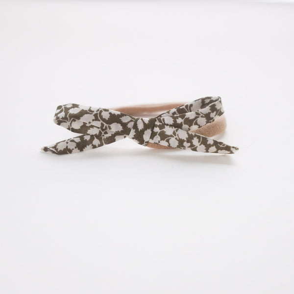 Olive Floral Bow Baby Headband