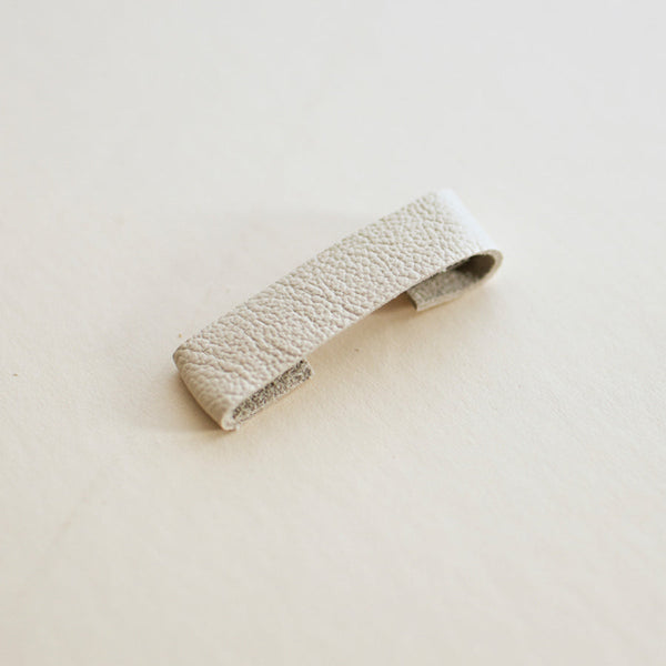 Medium Leather Barrette in Cream